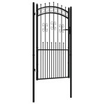 vidaXL Poartă gard cu vârf negru 103x225 cm oțel vopsit electrostatic