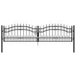 vidaXL Poartă gard cu vârf negru 305x120 cm oțel vopsit electrostatic