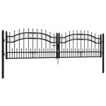 vidaXL Poartă gard cu vârf negru 305x120 cm oțel vopsit electrostatic
