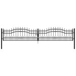 vidaXL Poartă de gard cu vârf tip suliță, neagră, 406x75 cm, oțel vopsit în câmp electrostatic