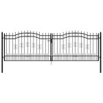 vidaXL Poartă gard cu vârf negru 406x173 cm oțel vopsit electrostatic vidaXL Poartă gard cu vârf negru 406x173 cm oțel vopsit electrostatic