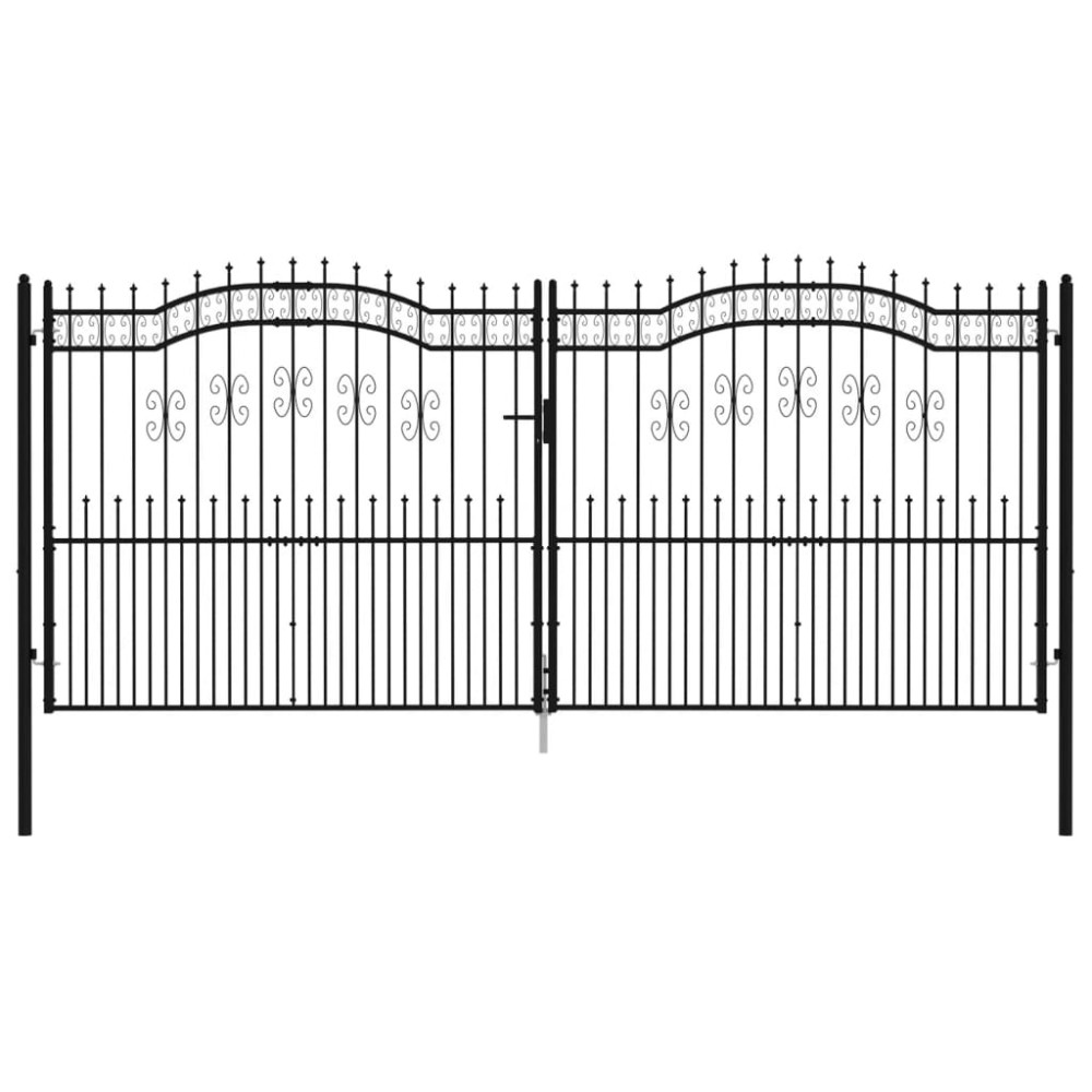 vidaXL Poartă gard cu vârf negru 406x223 cm oțel vopsit electrostatic