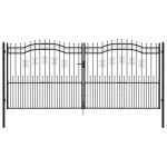 vidaXL Poartă gard cu vârf negru 406x223 cm oțel vopsit electrostatic