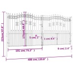 vidaXL Poartă gard cu vârf negru 406x223 cm oțel vopsit electrostatic