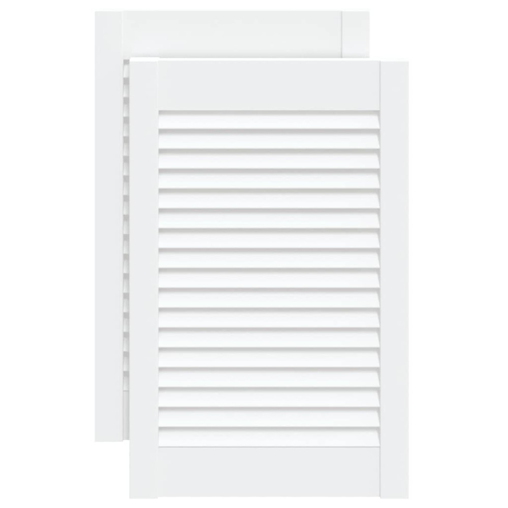 vidaXL Uși dulap design lambriu 2 buc. alb 61,5x39,4 cm lemn masiv pin