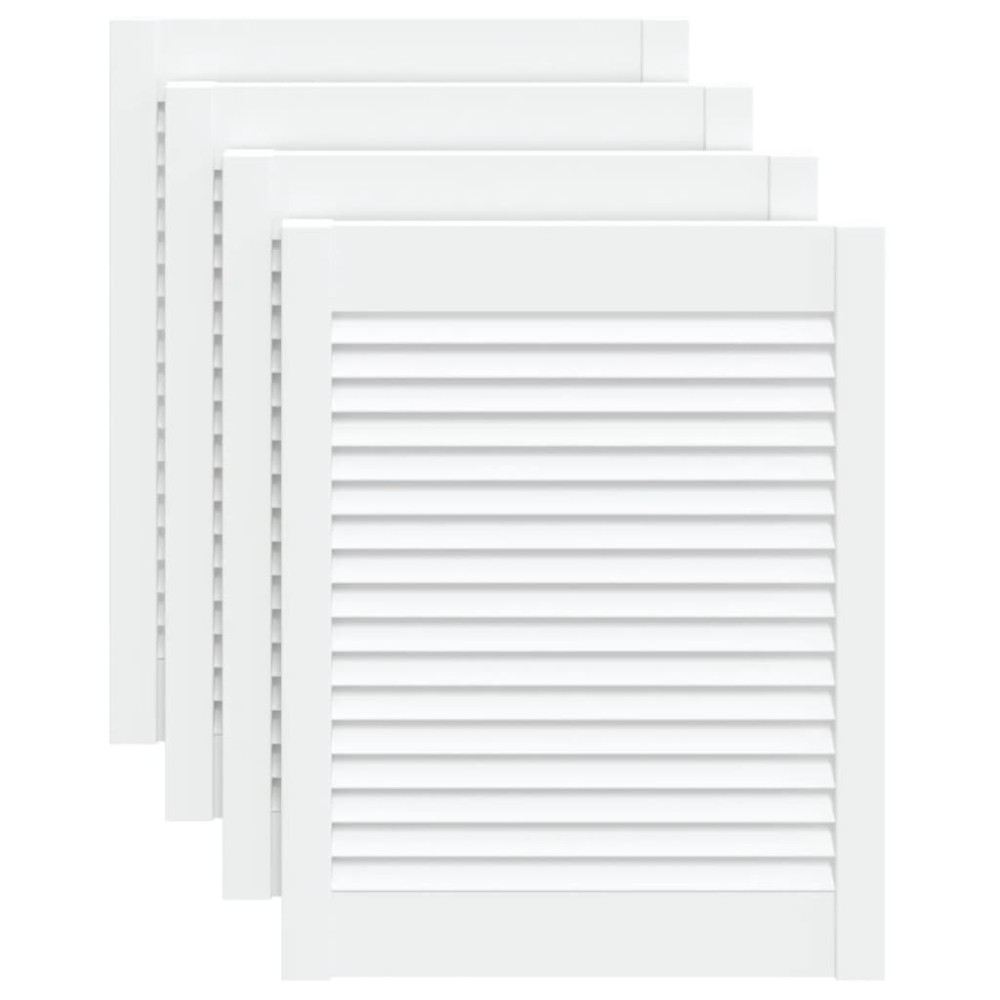 vidaXL Uși dulap design lambriu 4 buc. alb 61,5x49,4 cm lemn masiv pin