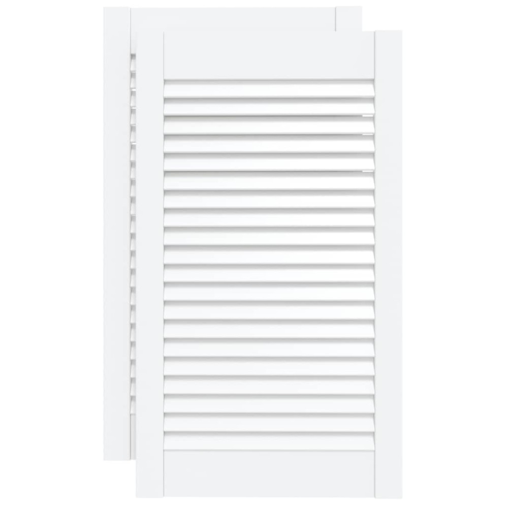 vidaXL Uși dulap design lambriu 2 buc. alb 69x39,4 cm, lemn masiv pin