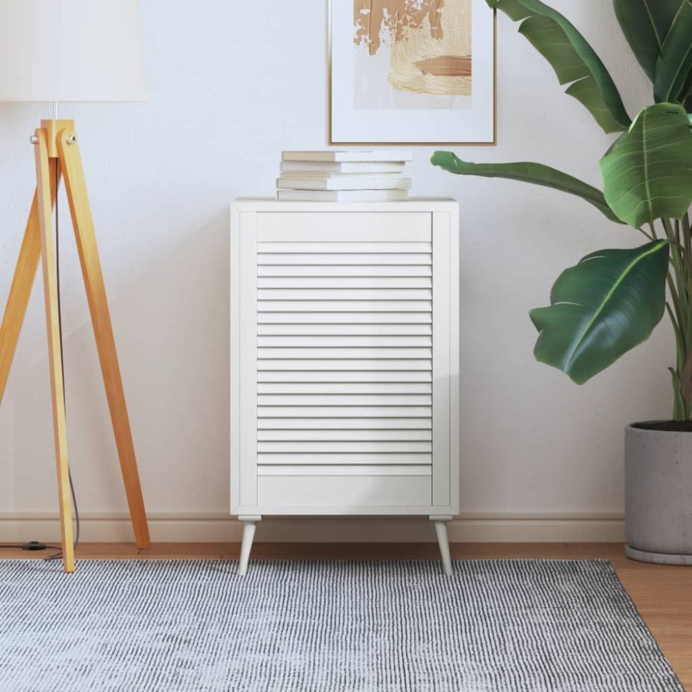 vidaXL Ușă de dulap design lambriu, alb, 69x49,4 cm, lemn masiv pin