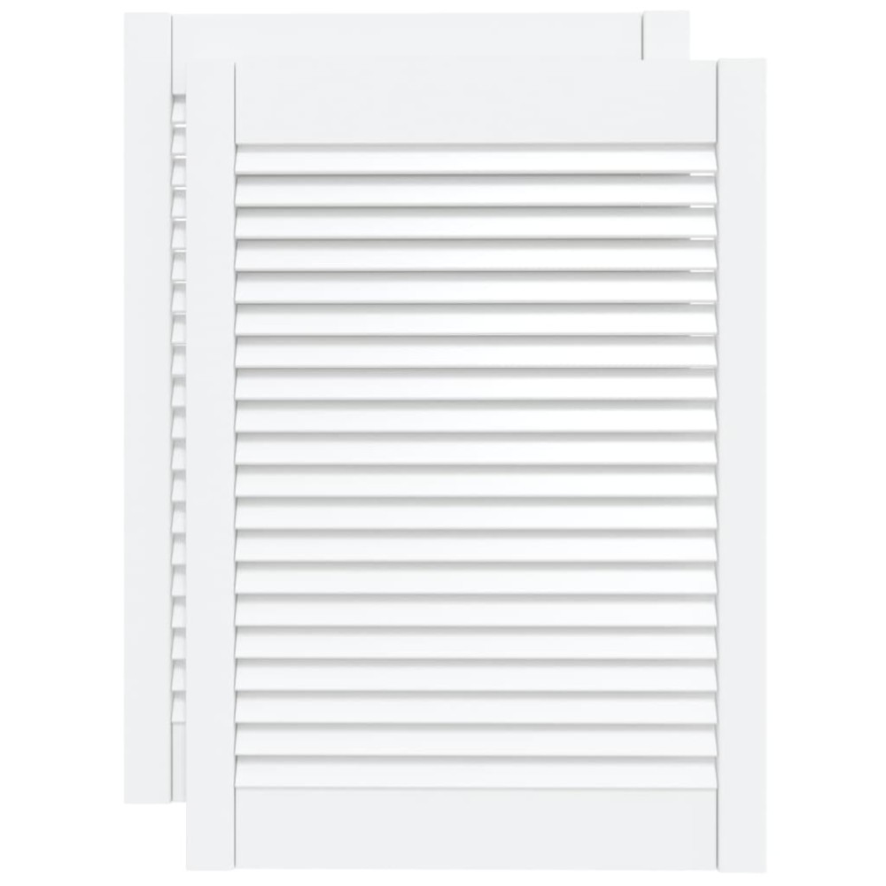 vidaXL Uși dulap design lambriu 2 buc. alb 69x49,4 cm, lemn masiv pin