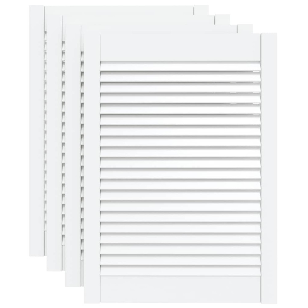 vidaXL Uși dulap design lambriu 4 buc. alb 69x49,4 cm, lemn masiv pin