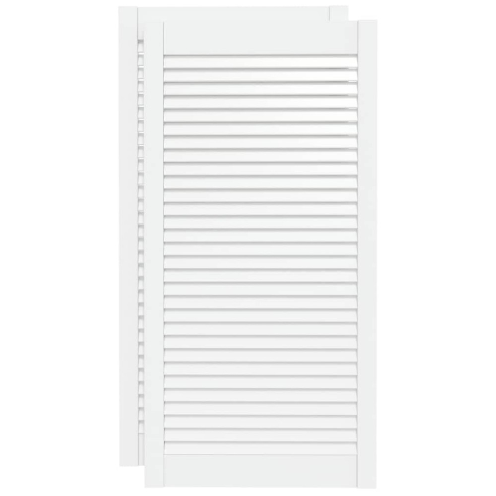 vidaXL Uși dulap design lambriu 2 buc. alb 99,3x49,4 cm lemn masiv pin