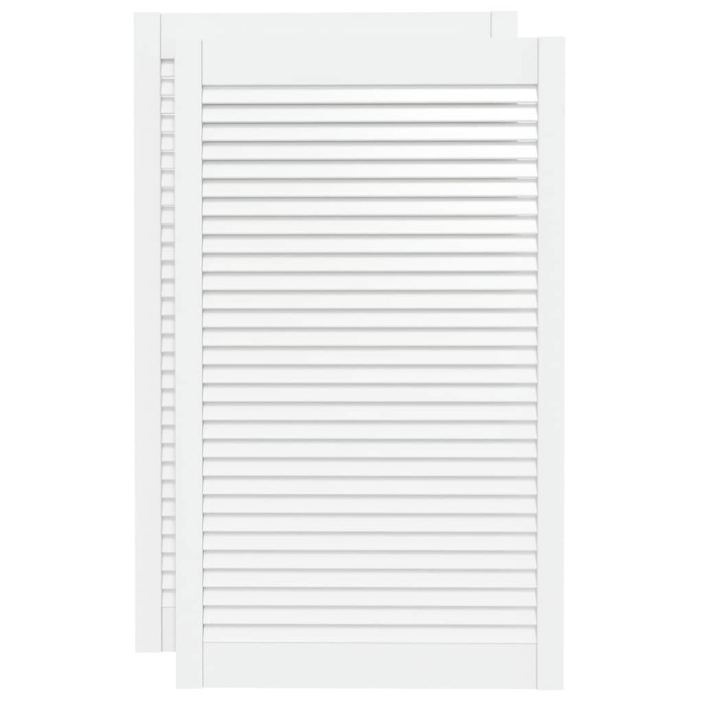 vidaXL Uși dulap design lambriu 2 buc. alb 99,3x59,4 cm lemn masiv pin