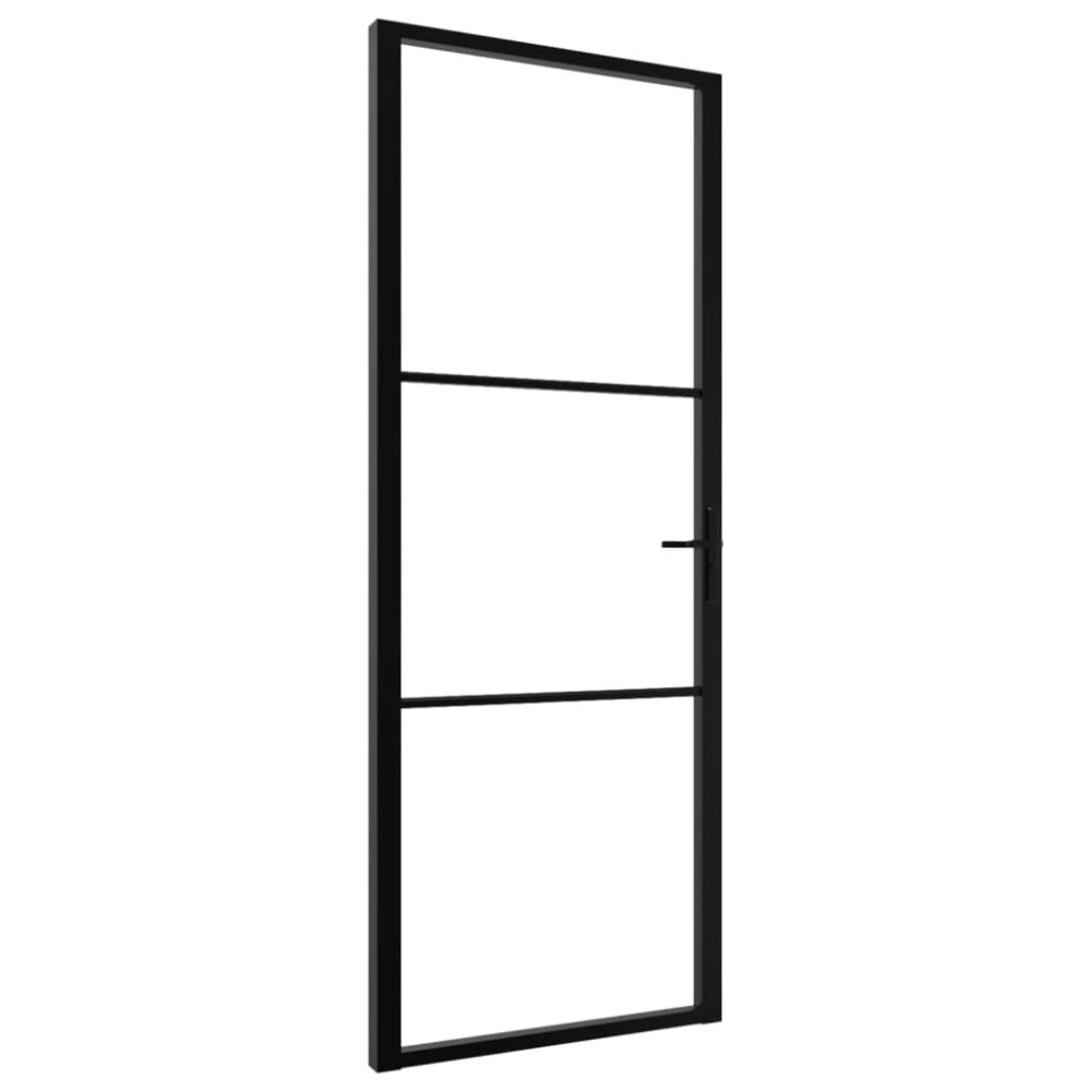 vidaXL Ușă de interior, negru, 76x201,5 cm, sticlă ESG și aluminiu