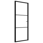 vidaXL Ușă de interior, negru, 76x201,5 cm, sticlă ESG și aluminiu