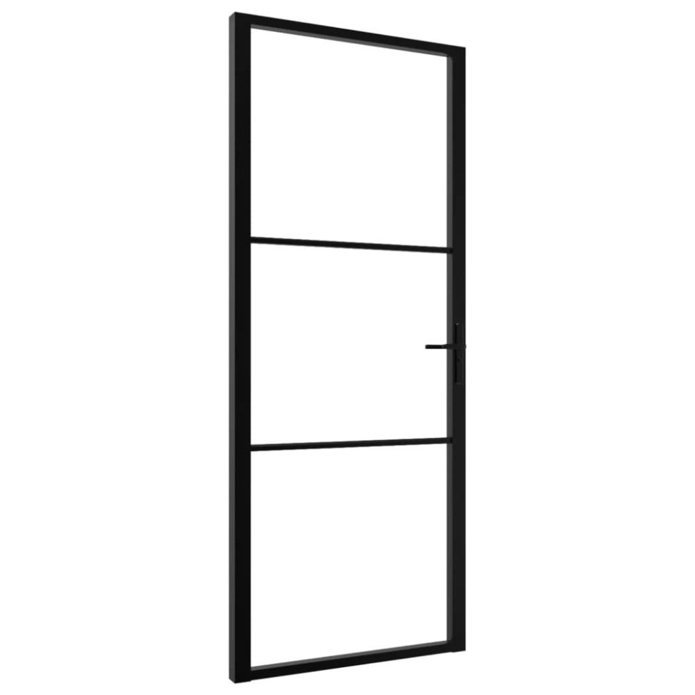 vidaXL Ușă de interior, negru, 83x201,5 cm, sticlă ESG și aluminiu