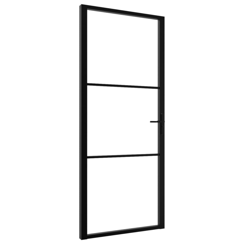 vidaXL Ușă de interior, negru, 93x201,5 cm, sticlă ESG și aluminiu