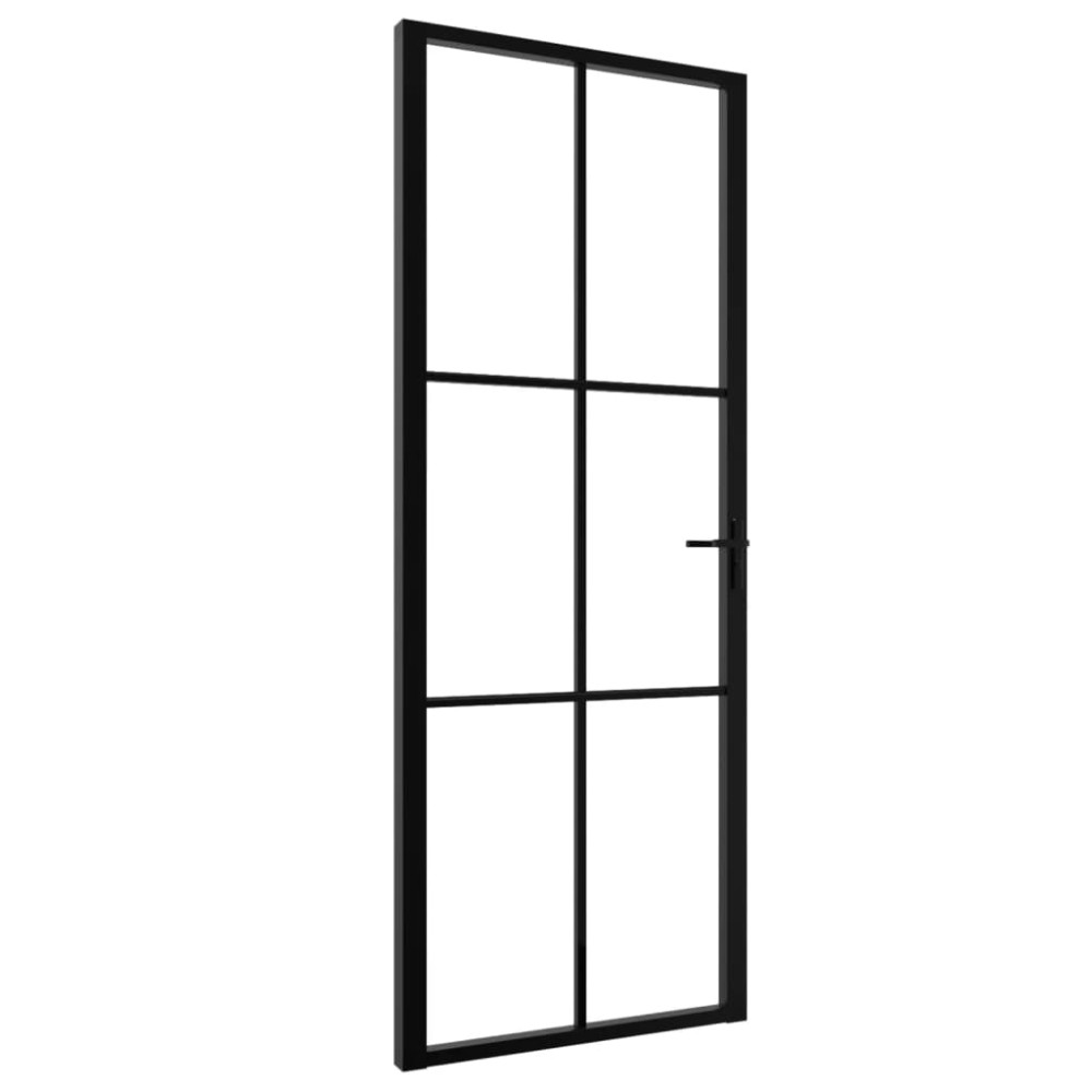 vidaXL Ușă de interior, negru, 76x201,5 cm, sticlă ESG și aluminiu