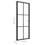 vidaXL Ușă de interior, negru, 76x201,5 cm, sticlă ESG și aluminiu