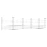 vidaXL Coș gabion în formă de U cu 6 stâlpi, 620x20x150 cm, fier