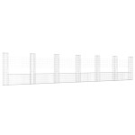 vidaXL Coș de gabion în formă de U cu 7 stâlpi, 740x20x150 cm, fier