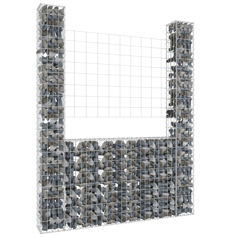 vidaXL Coș de gabion în formă de U, 2 stâlpi, 140x20x200 cm, fier