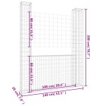 vidaXL Coș de gabion în formă de U, 2 stâlpi, 140x20x200 cm, fier