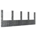 vidaXL Coș de gabion în formă de U cu 5 stâlpi, 500x20x200 cm, fier