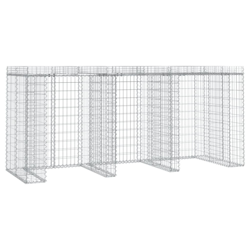 vidaXL Perete gabion pentru pubela gunoi 270x91x120 cm fier galvanizat