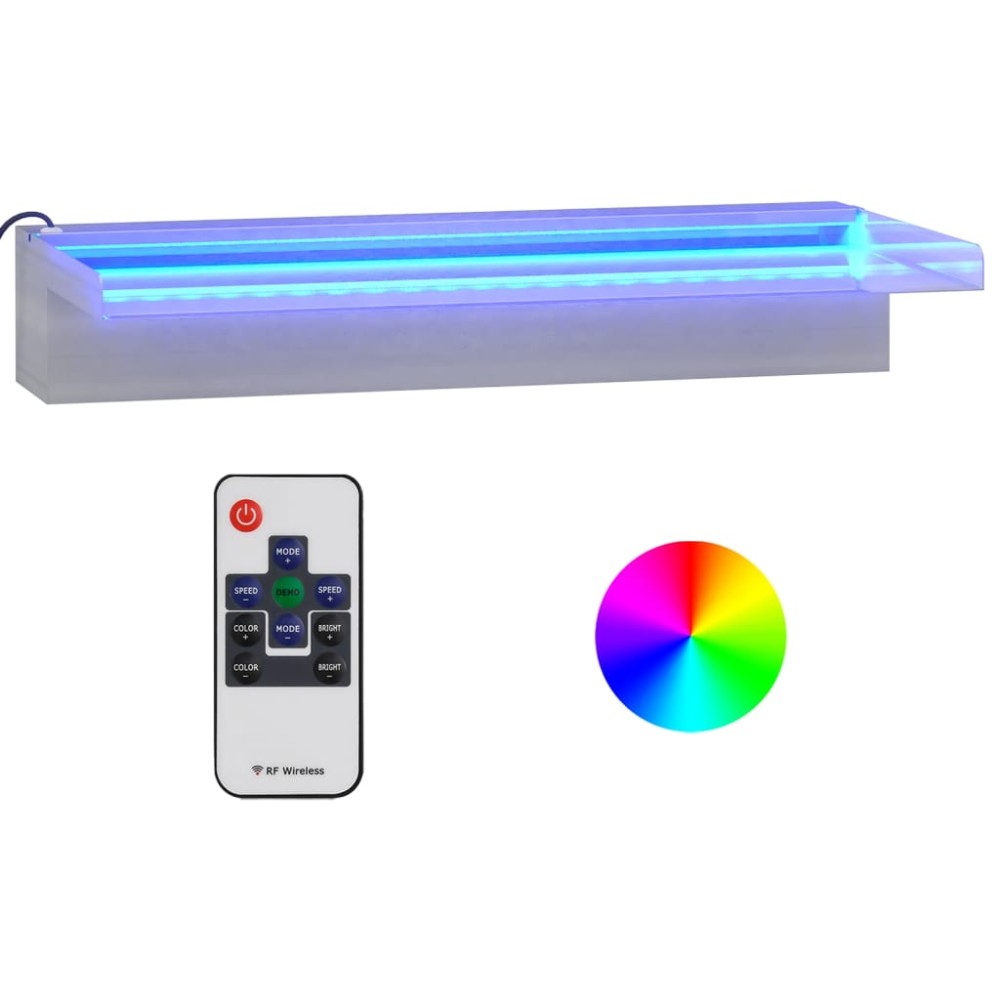 vidaXL Deversor de cascadă cu LED-uri RGB, 45 cm, oțel inoxidabil