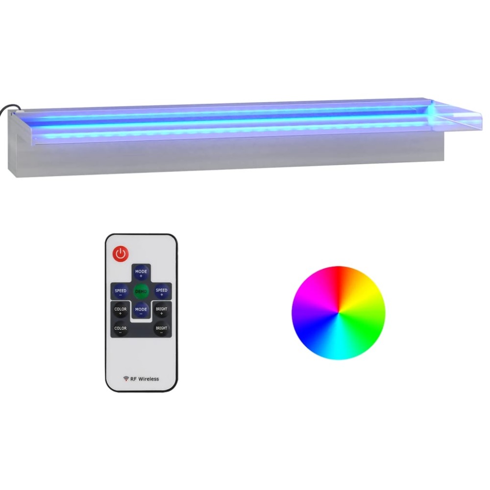 vidaXL Deversor de cascadă cu LED-uri RGB, 60 cm, oțel inoxidabil