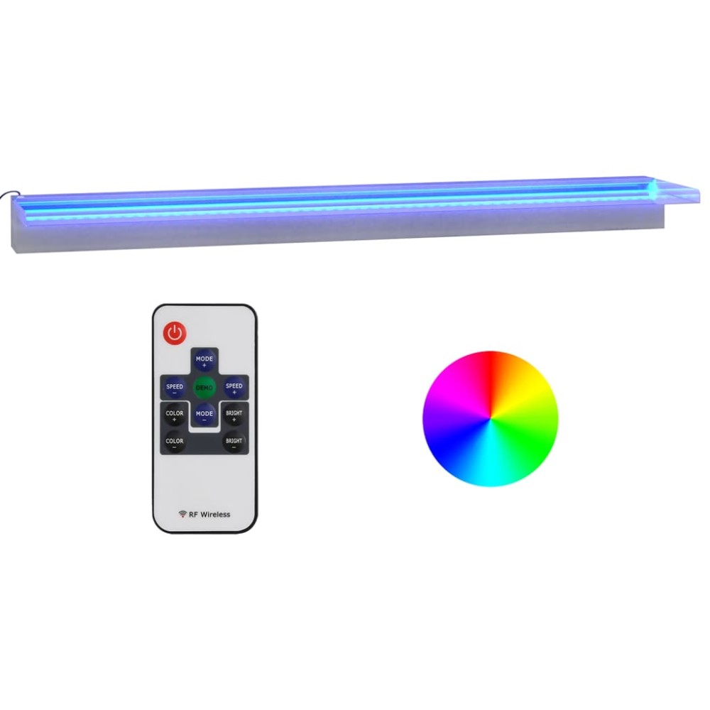 vidaXL Deversor de cascadă cu LED-uri RGB, 108 cm, oțel inoxidabil