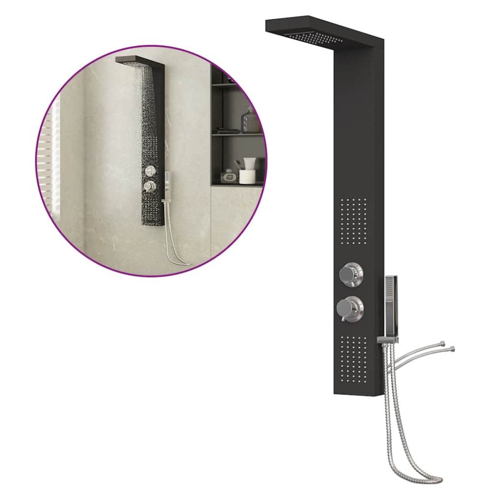 vidaXL Sistem panou de duș din aluminiu, negru