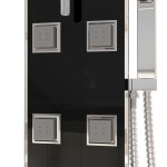 vidaXL Unitate panou de duș, negru, 18x45,5x130 cm, sticlă vidaXL Unitate panou de duș, negru, 18x45,5x130 cm, sticlă