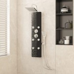 vidaXL Unitate panou de duș, negru, 25x47,5x130 cm, sticlă vidaXL Unitate panou de duș, negru, 25x47,5x130 cm, sticlă