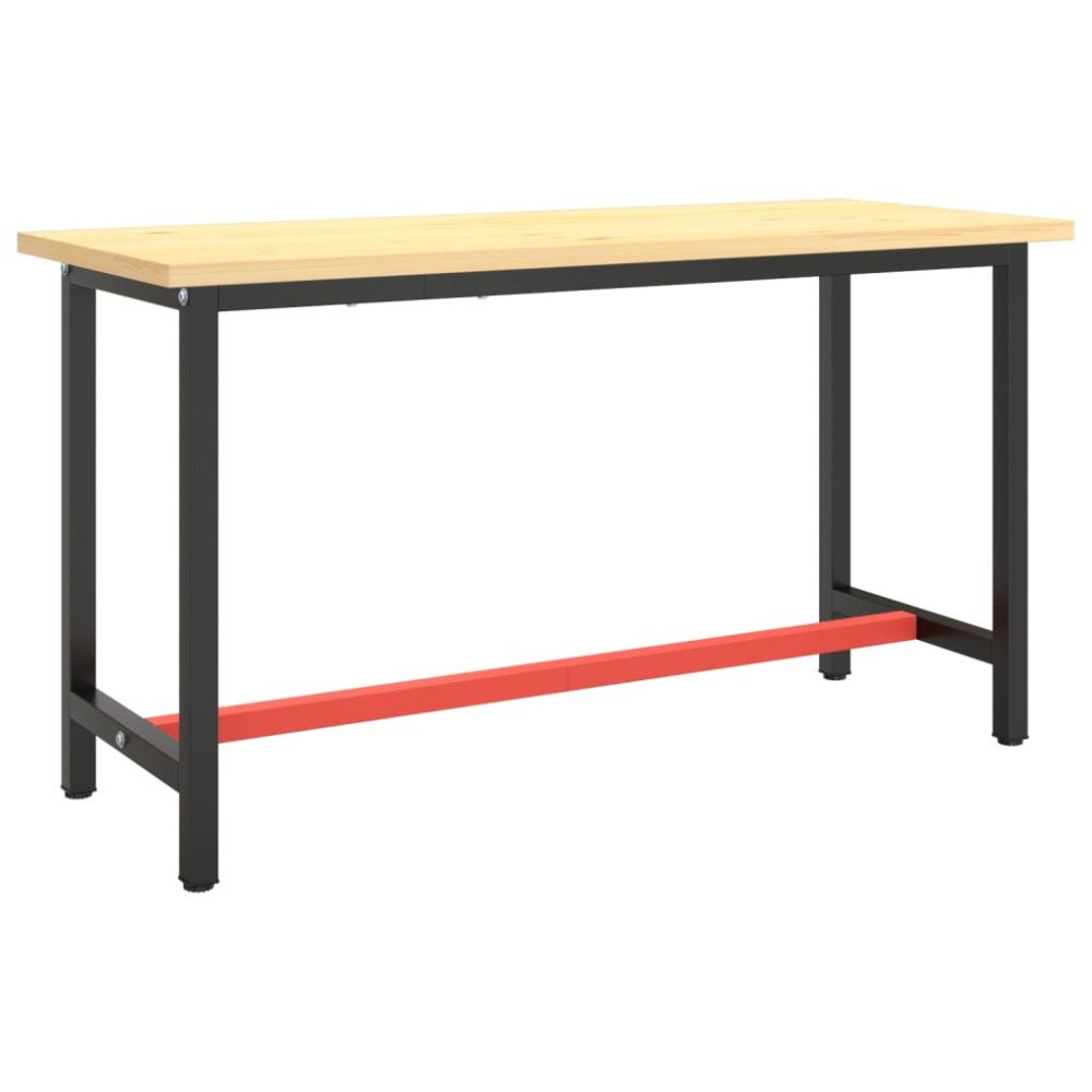 vidaXL Cadru banc de lucru, negru mat/roșu mat, 140x50x79 cm, metal
