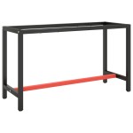 vidaXL Cadru banc de lucru, negru mat/roșu mat, 140x50x79 cm, metal vidaXL Cadru banc de lucru, negru mat/roșu mat, 140x50x79 cm, metal