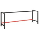 vidaXL Cadru banc de lucru, negru mat/roșu mat, 220x57x79 cm, metal vidaXL Cadru banc de lucru, negru mat/roșu mat, 220x57x79 cm, metal