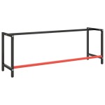 vidaXL Cadru banc de lucru, negru mat/roșu mat, 220x57x79 cm, metal vidaXL Cadru banc de lucru, negru mat/roșu mat, 220x57x79 cm, metal