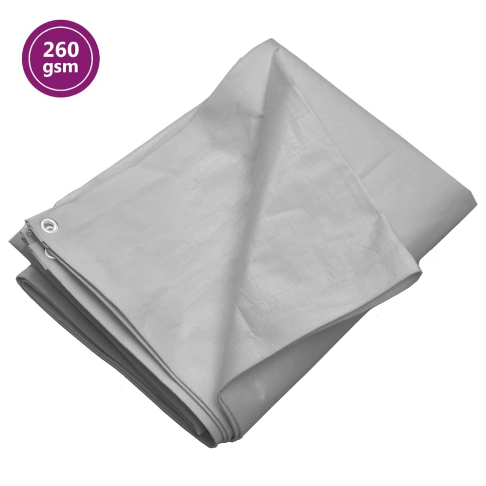 vidaXL Prelată 260 g/m², gri, 8x10 m, HDPE