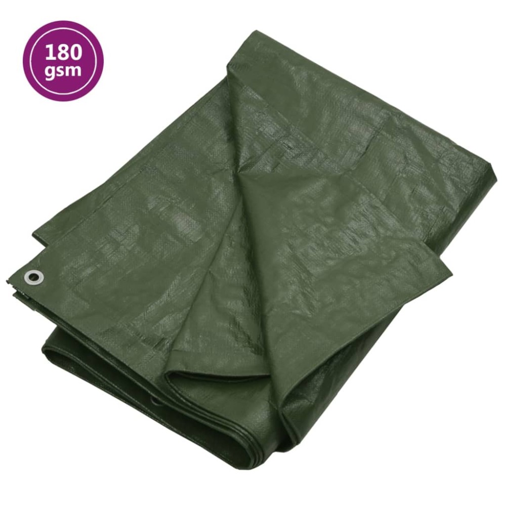 vidaXL Prelată 180 g/m², verde, 6x10 m, HDPE
