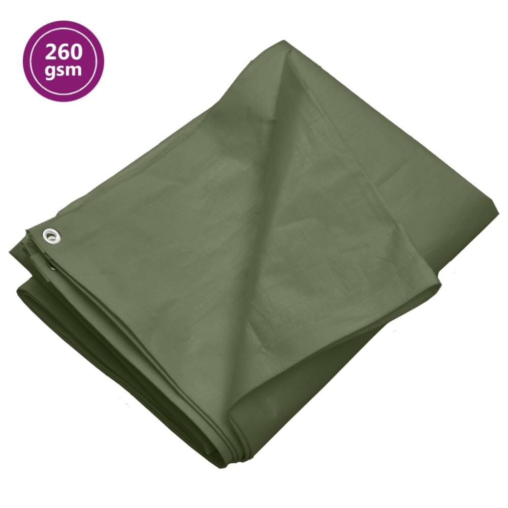 vidaXL Prelată 260 g/m², verde, 3x5 m, HDPE