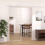 vidaXL Ușă glisantă, alb, 76x205 cm, sticlă ESG și aluminiu vidaXL Ușă glisantă, alb, 76x205 cm, sticlă ESG și aluminiu