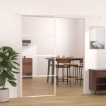 vidaXL Ușă glisantă, alb, 90x205 cm, sticlă ESG și aluminiu vidaXL Ușă glisantă, alb, 90x205 cm, sticlă ESG și aluminiu
