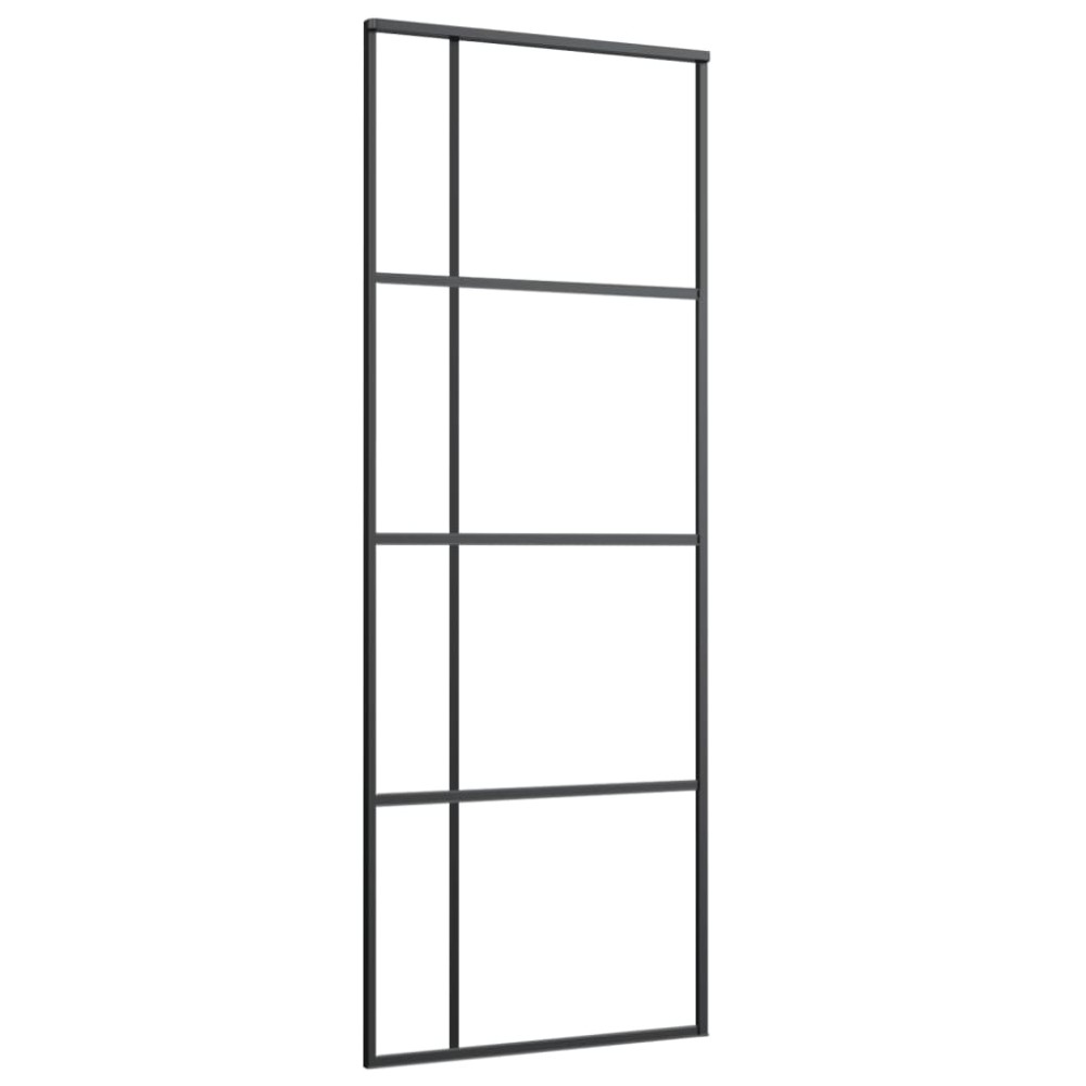 vidaXL Ușă glisantă, negru, 76x205 cm, sticlă ESG și aluminiu