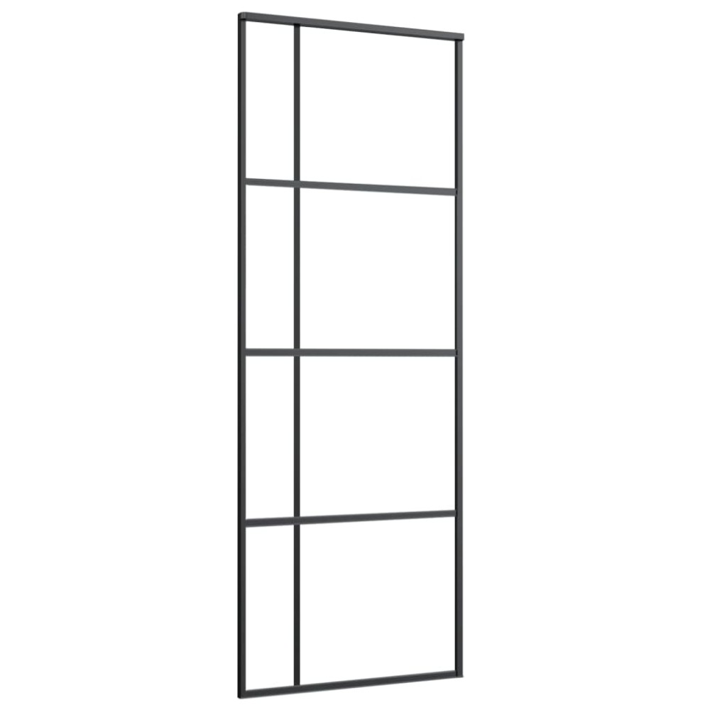 vidaXL Ușă glisantă, negru, 76x205 cm, sticlă mată ESG și aluminiu