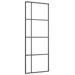 vidaXL Ușă glisantă, negru, 76x205 cm, sticlă mată ESG și aluminiu