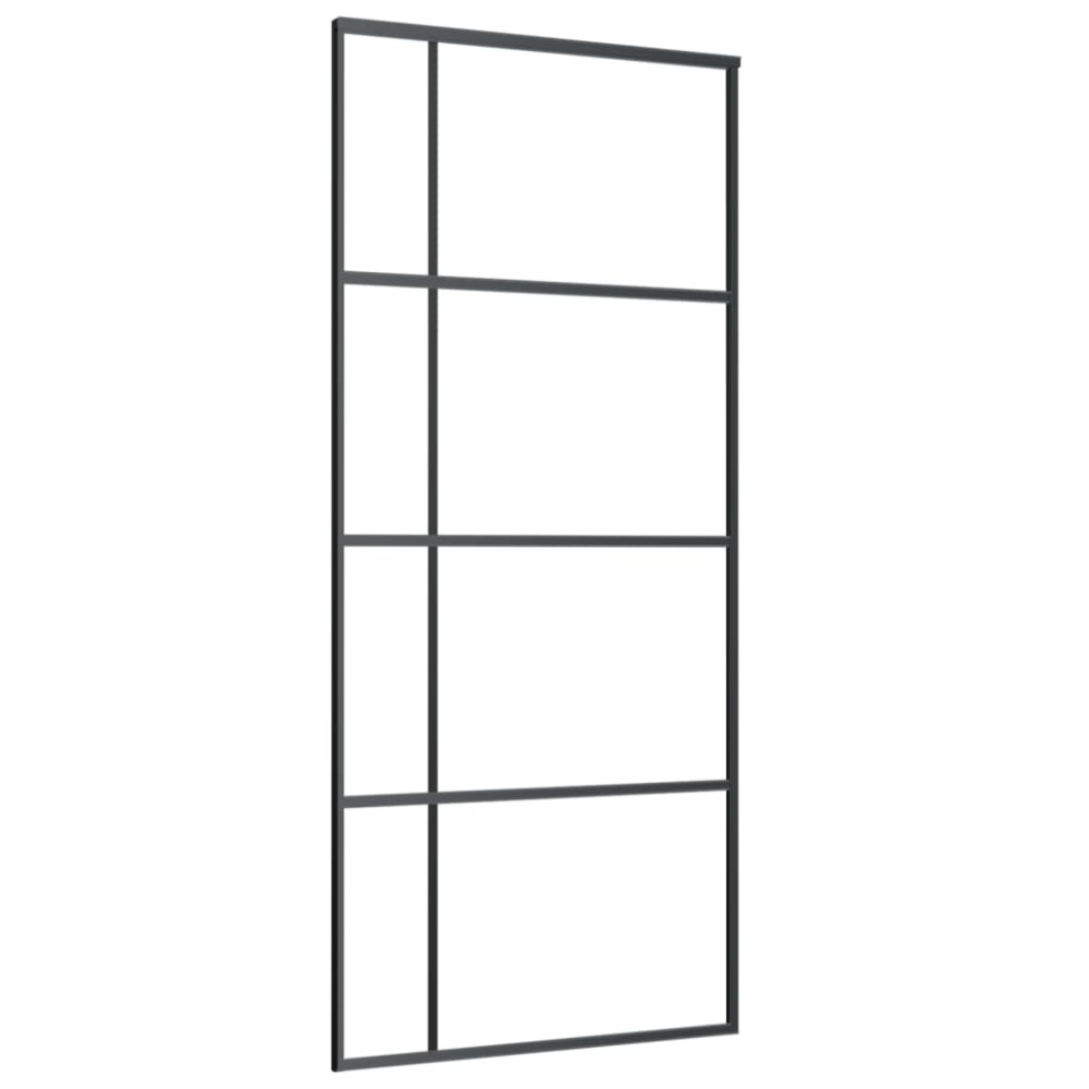 vidaXL Ușă glisantă, negru, 90x205 cm, sticlă ESG mată și aluminiu