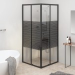 vidaXL Cabină de duș cu dungi, negru, 80x80x180 cm, ESG vidaXL Cabină de duș cu dungi, negru, 80x80x180 cm, ESG
