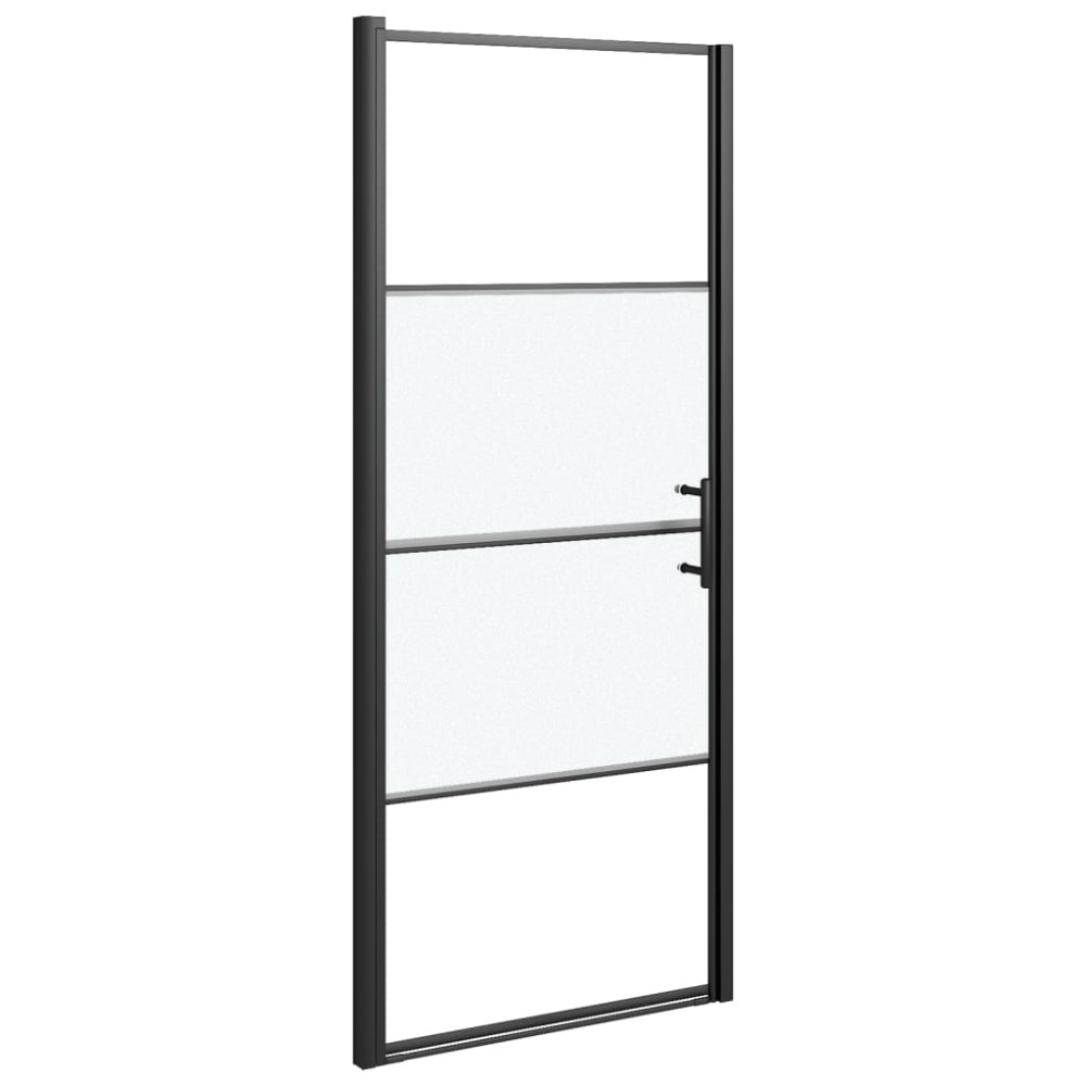 vidaXL Ușă de duș, negru, 81x195 cm, sticlă securizată semi-mată