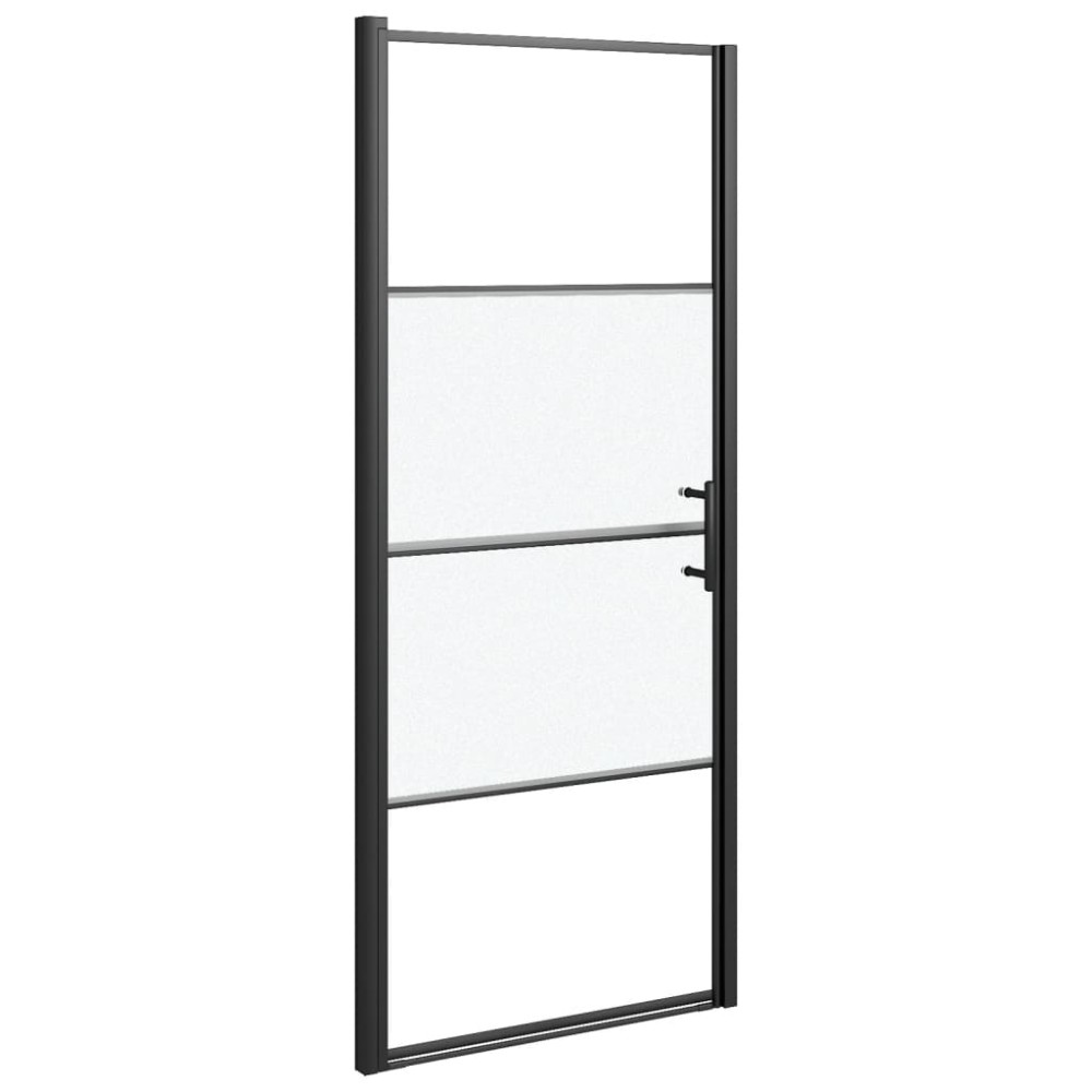 vidaXL Ușă de duș, negru, 91x195 cm, sticlă securizată semi-mată